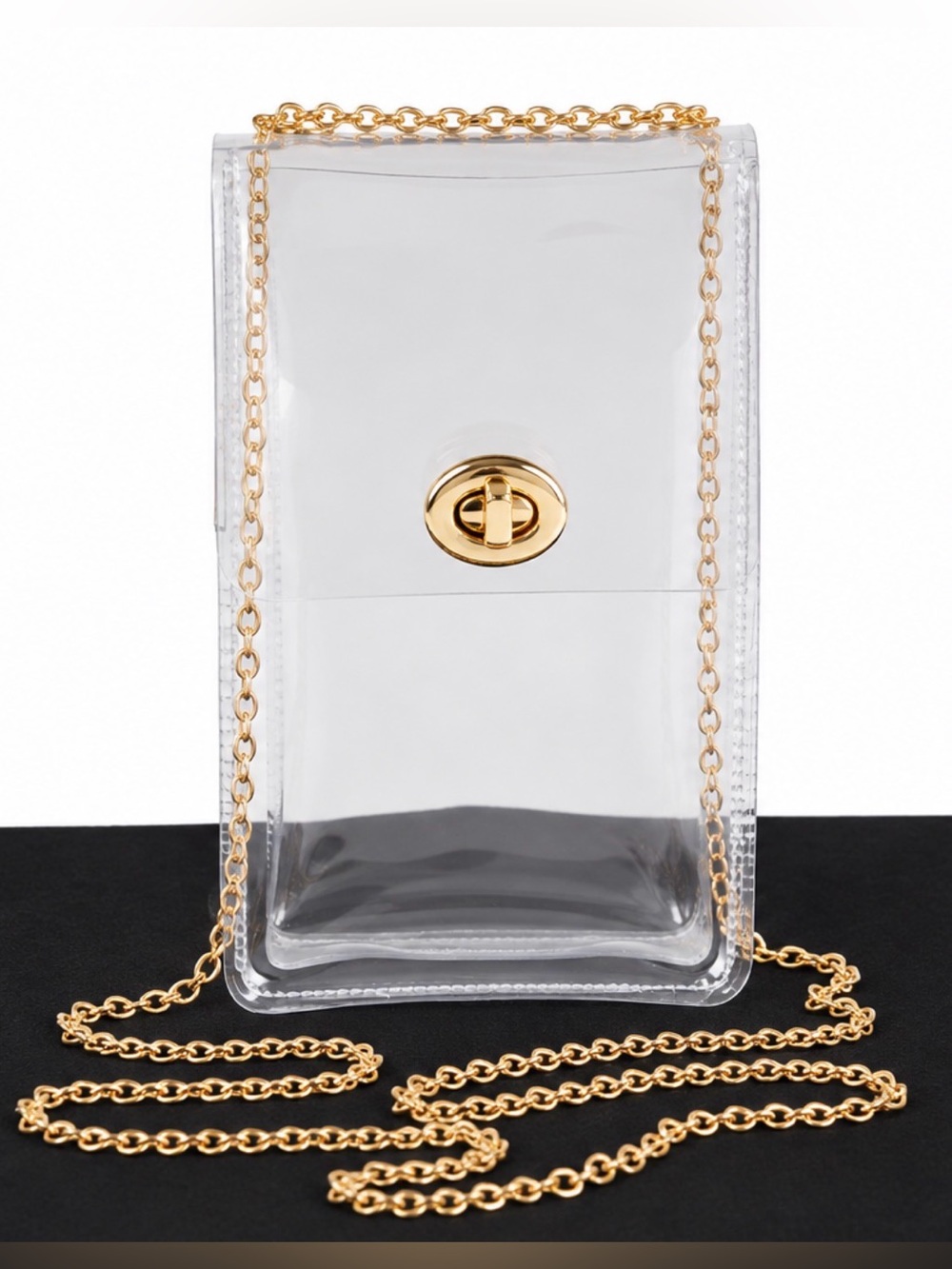BRAND NEW WITH TAGS Clear Stadium-Approved Crossbody Bag with Gold Chain Strap